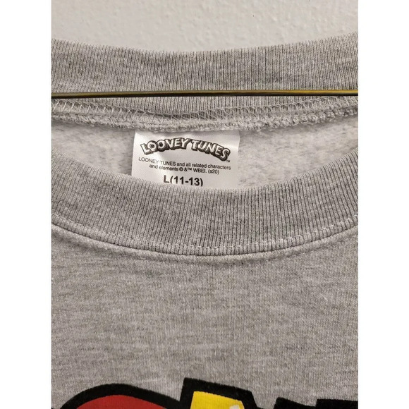 Juniors girls LOONEY TUNES pull over scoop neck large (11-13) gray sweatshirt - Picture 7 of 8